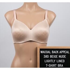 Wacoal Back Appeal 38D Bra Beige Nude Wireless Smoothing T-Shirt 856303
